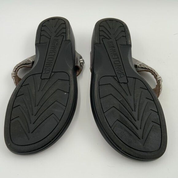 Minnetonka Silverthorne Pewter Sandals Leather WMs 8 - Picture 10 of 10